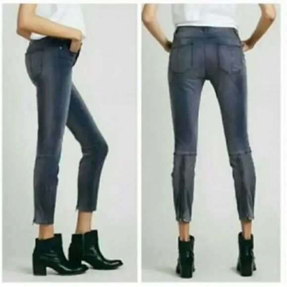 Free People Sueded Sateen Zipper Back Skinny Jeans size 25 - Picture 2 of 13